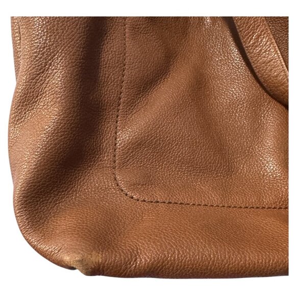 Fossil Keely Tote Leather Large Handbag Cognac Brown Black Shoulder Bag Zipper - Picture 2 of 10